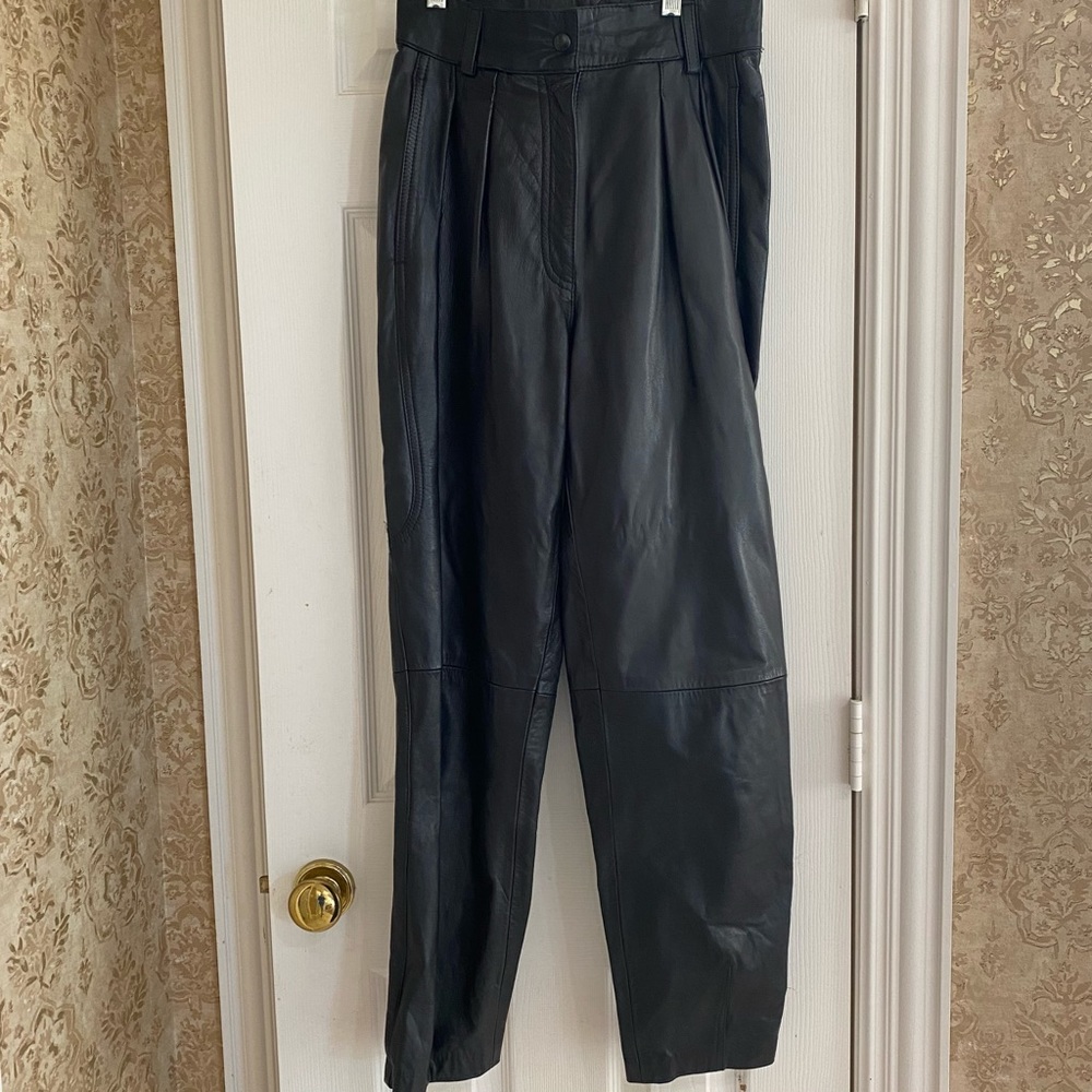 Women’s leather black pants made in Australia.